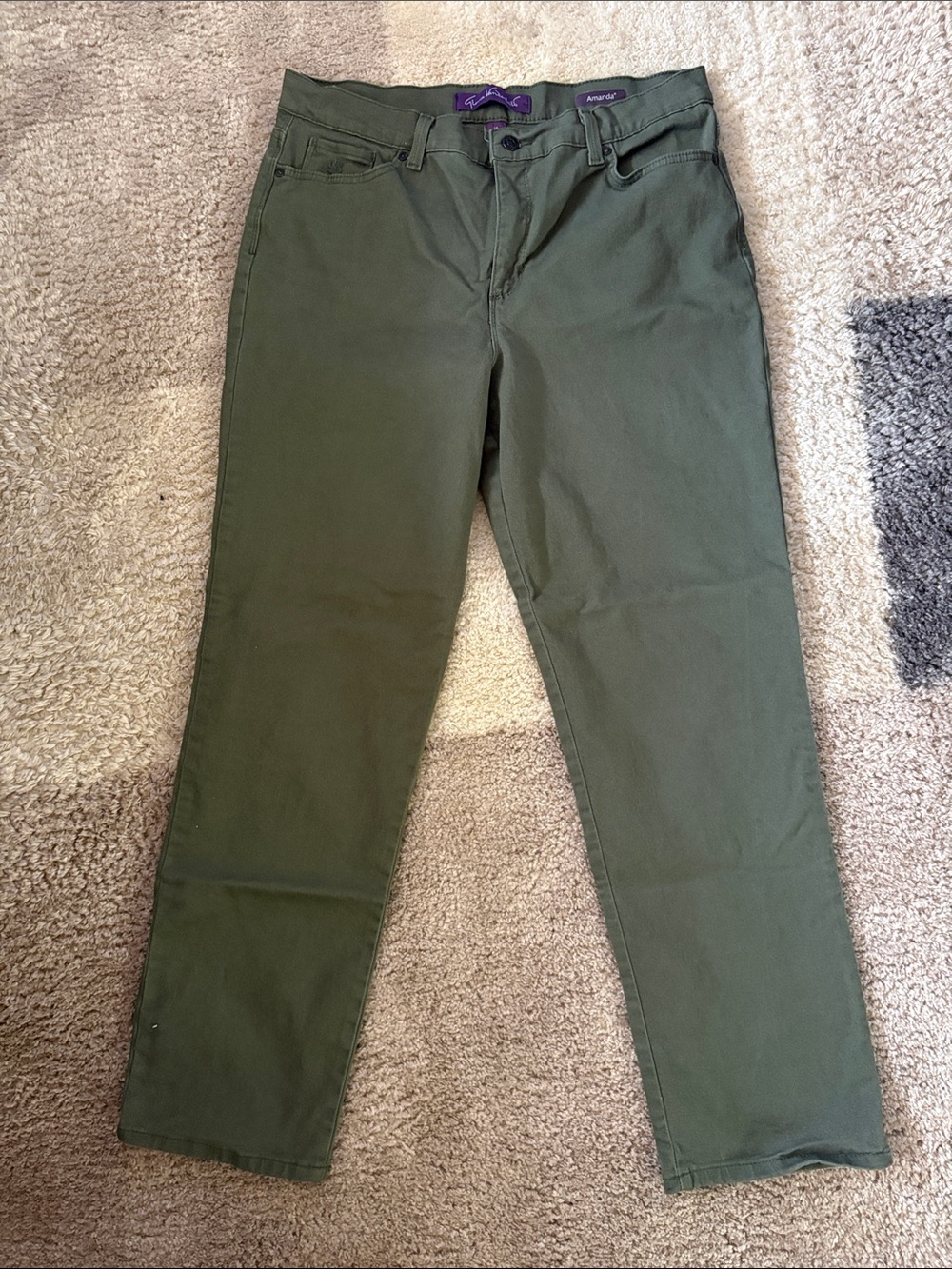 Gloria Vanderbilt Olive Green Straight Leg Pants